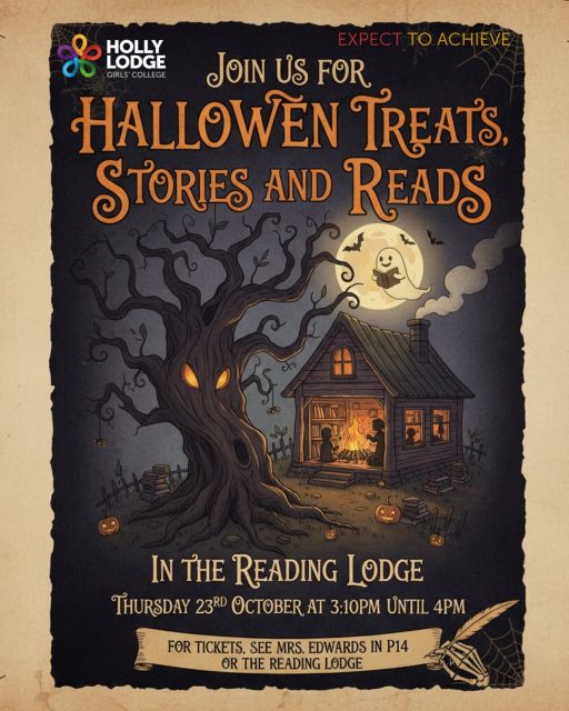 There’s still time to get tickets for our Halloween event in the Reading Lodge tomorrow after school! 🎃👻💀see Mrs Edwards for more details. 
#HollyLodgeLife #ExpectToAchieve