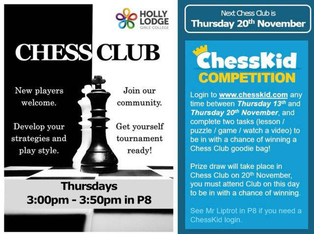 Please don’t forget our competitions for Maths and Chess club! Just your attendance alone can put you in the running for a prize at the end of term 🏆
#HollyLodgeLife #ExpectToAchieve