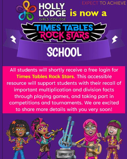 Holly Lodge is now a Times Tables Rock Stars school! We look forward to sharing more information soon.
#HollyLodgeLife #ExpectToAchieve
