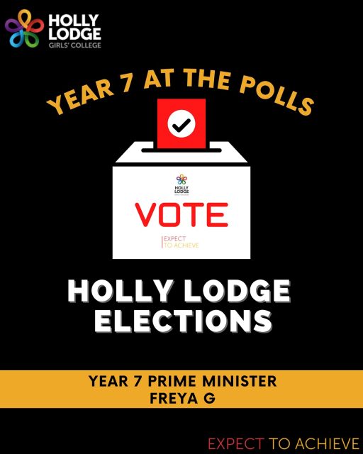 Following the voting on Tuesday we are delighted to reveal that Freya has been selected as Year 7’s Prime Minister! She attended her first council meeting yesterday along with the other members of the student leadership team. Well done Freya! 
#HollyLodgeLife #ExpectToAchieve