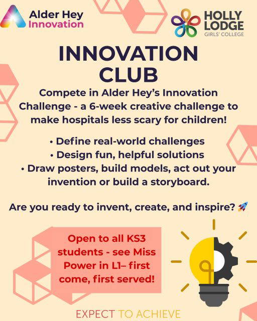 *UPDATE* Innovation Club will now start next Wednesday! See Miss Power if you are interested in joining, remember that places are limited! ⚙️💡
#HollyLodgeLife #ExpectToAchieve