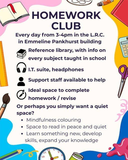 Homework club is open to all! We are lucky to have so many brilliant resources to help you with your studies, as well as our brilliant staff who enable this to happen. Come along this week 📚
#HollyLodgeLife #ExpectToAchieve