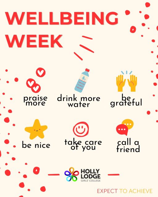 We’ve reached another Wellbeing week! Don’t forget to check in with teachers regarding any after-school clubs in case they are taking a break. 
#HollyLodgeLife #ExpectToAchieve