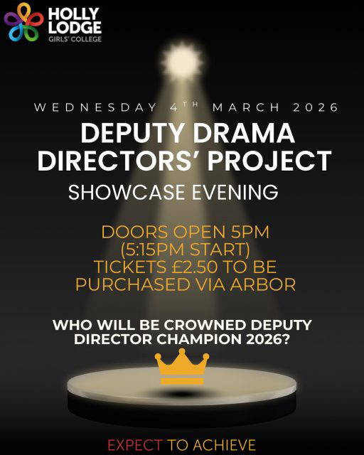 Tickets go on sale THIS WEDNESDAY (on Arbor) to see nine fantastic plays; written and directed by Year 10 Deputy Drama Directors, and performed by students across Years 7 to 10. Come and support your friends who have worked very hard over the past few months in putting their creative pieces together!
Tickets are limited so please ensure you secure your tickets quickly! 
#HollyLodgeLife #ExpectToAchieve