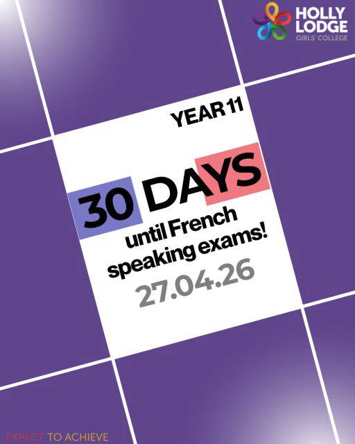 We are slowly creeping up to French speaking exam season! While you must ensure you have time to rest and recuperate over the break, please try to revisit your French speaking revision as often as possible to leave yourself in the best position for the Summer term. 
#HollyLodgeLife #ExpectToAchieve