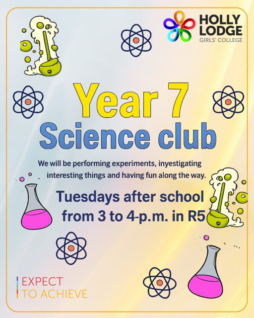 Year 7 Science Club is back! 🧪
Every Tuesday (apart from 19th May), join Mr Merryweather in R5 🧫🧬🥼
#HollyLodgeLife #ExpectToAchieve