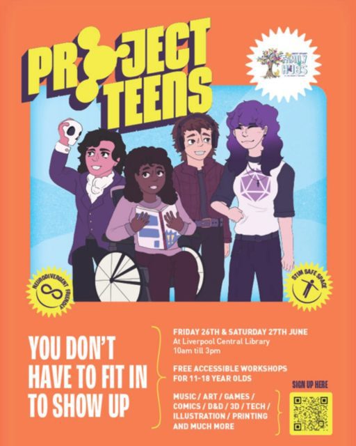 Project Teens is an event aimed specifically at neurodivergent teenagers that will be happening at Central Library on Friday 26th and Saturday 27th June in collaboration with the Brain Charity and Liverpool Family Hubs. This event brings together all of the most accessible extra-curricular provision for neurodivergent teens in one place to offer 2 days of free workshops which young people can sign up to.
#HollyLodgeLife #ExpectToAchieve
