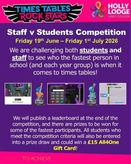 Our Staff vs. Students competition starts today! Get involved by logging in and heading to the ‘Studio’ challenge. 
#HollyLodgeLife #ExpectToAchieve