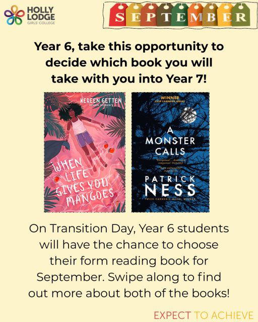 Welcome, Future Year 7s!

We’re excited to see you on Transition Day! As part of your journey to secondary school, you’ll have the opportunity to choose your Form Book for September.

📚 Two great options.
✅ Your choice.
🌟 Your Year 7 journey starts here.

#HollyLodgeLife #ExpectToAchieve