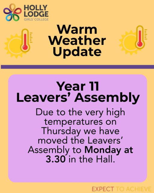 An update for our Year 11s ☀️
#HollyLodgeLife #ExpectToAchieve