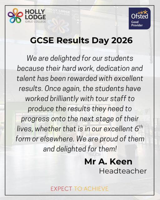 A message from Mr Keen on our results!
#HollyLodgeLife #ExpectToAchieve
