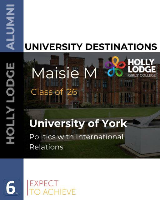 Each week for the next 3 weeks we will be sharing with you some of the university destinations of our Class of 2026! ๐ While university is not the only pathway our students take after leaving Holly Lodge, it is a popular choice and itโs brilliant to see so many different subjects and locations. We wish you all the best of luck! โ๏ธ #HollyLodgeLife #ExpectToAchieve