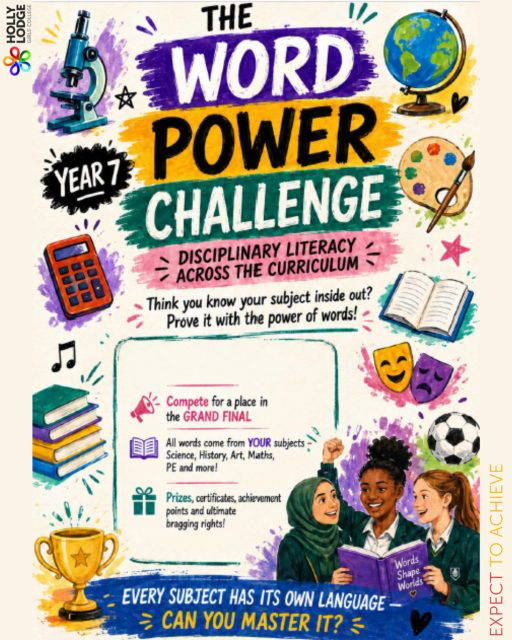 Year 7, are you ready to become a Word Champion? Your teachers are challenging you to learn and spell key words from every subject. Accept the challenge. Learn the words. Become a champ! 🏆
#HollyLodgeLife #ExpectToAchieve